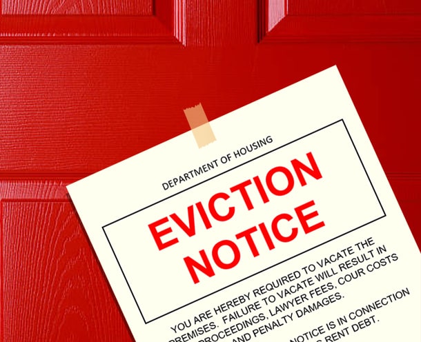 Eviction notice on door